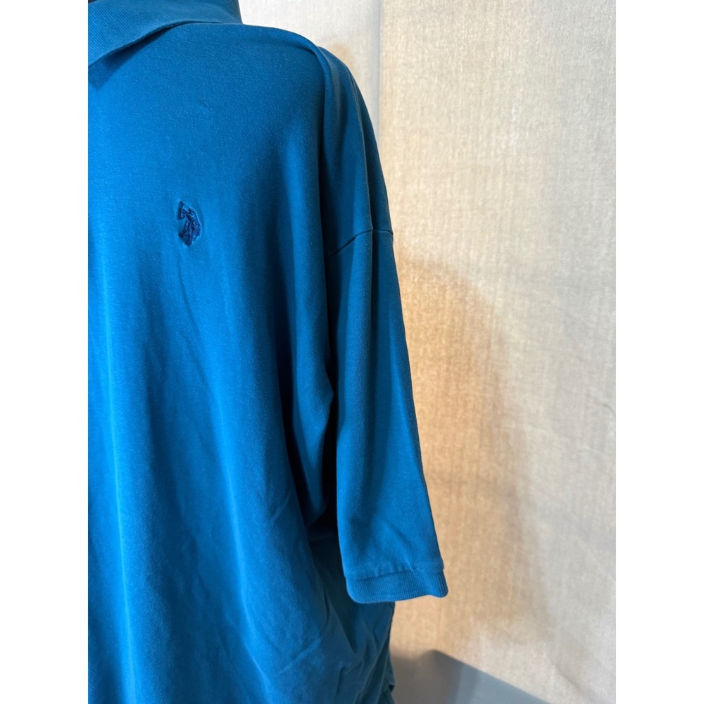 US Polo Assn Mens 2XLT Blue Luxury Feel Short Sleeve Cotton Polo Shirt Tall - Picture 5 of 6